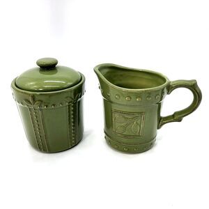 Signature Housewares Sorrento Oregano Green Creamer & Sugar Debby Segura